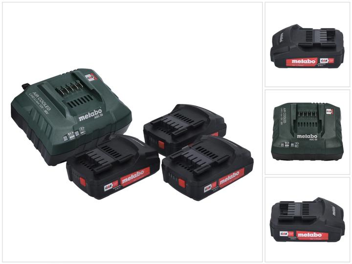 Metabo Basic Set 3x Li-Power Akkupack 18 V 2,0 Ah CAS Li-Ion Akku ( 3x 625596000 ) + ASC 55 Ladeger (18 V)
