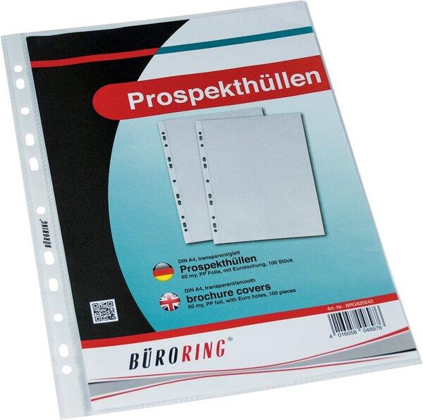 Immagine prodotto Büroring Copertina per volantini, DIN A4, incolore, film PP, 60 my, superficie liscia, cristallina, apertura (A4, 100 x)