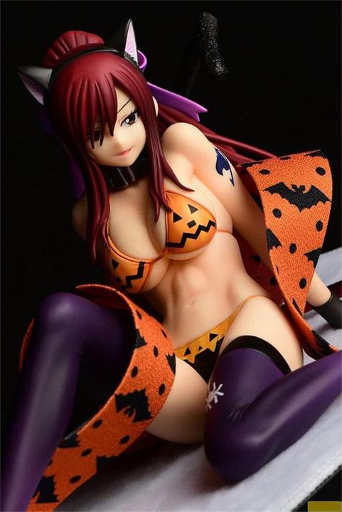 Actual product image Orca Fairy Tail Statue 1/6 Erza Scarlet - Halloween CAT Gravure Style 13 cm