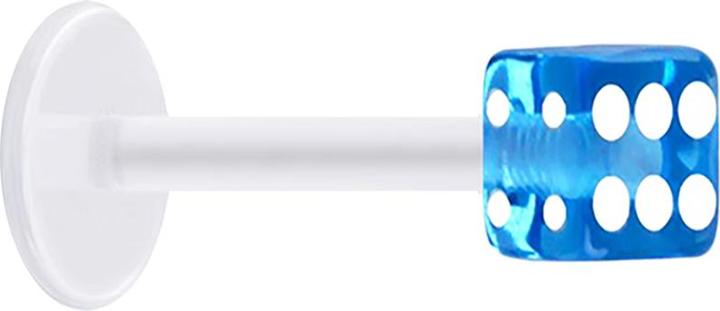 Actual product image Star Piercing Micro Labret transparent with cube light blue transparent (without brass, Acrylic, Bioflex)