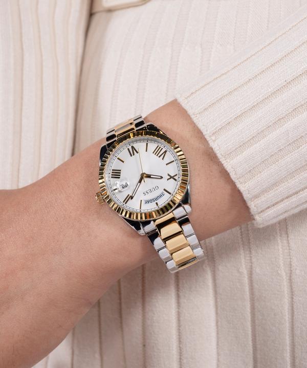 Immagine prodotto Guess P SLV CS W/ P GLD TOP PART / SUN WHT DAY/DATE DL / P SLV & GLD BRCT Orologio da polso (36 mm)
