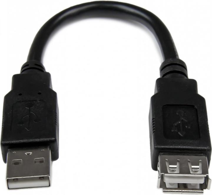 StarTech USB 2.0 Extension 15cm - USB-A extension cable plug to socket - Black (0.15 m, USB 2.0)