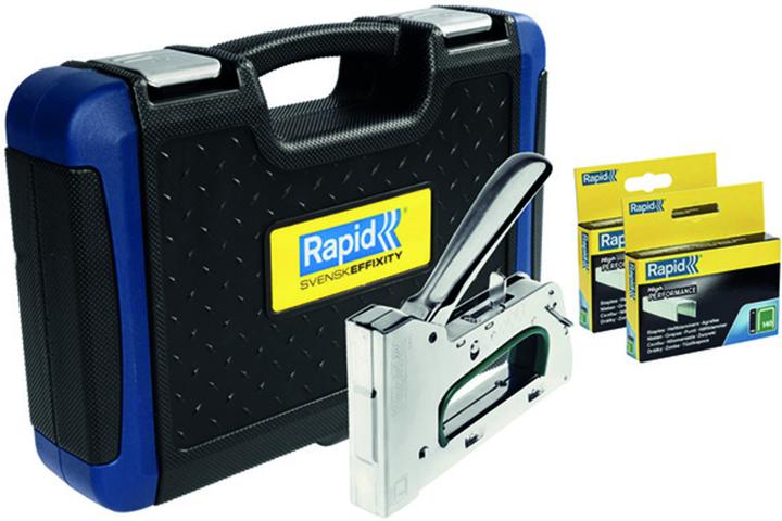 Rapid Tacker 34, Premium Koffer incl. Klammern 140/8mm 2M + 140/10mm 2M