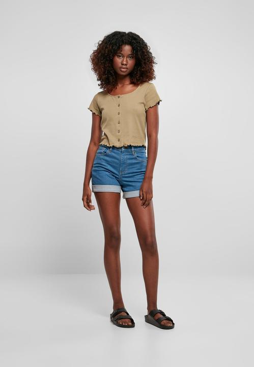 Produktbild Urban Classics Ladies Cropped Button Up Rib Tee - 12114 (5XL)