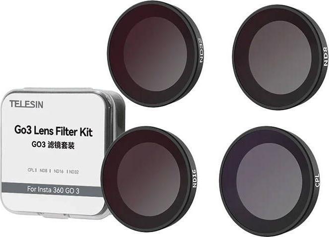 Actual product image Telesin Lens filter Set CPL/ND8/ND16/ND32 for Insta360 GO3