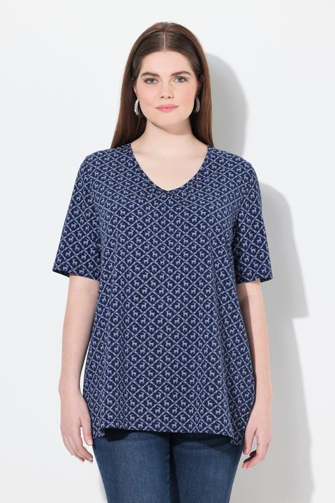 Produktbild Ulla Popken T-Shirt, Trachtenmuster, A-Linie, V-Ausschnitt, Halbarm (62)
