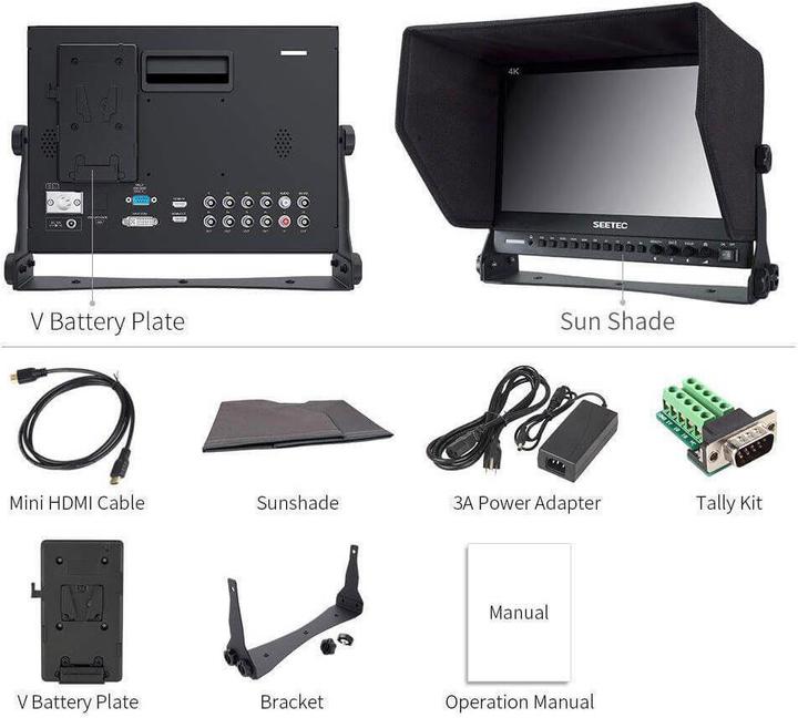 Image du produit Feelworld SEETEC 13.3" Aluminum Design IPS 1920x1080 Pro Broadcast LCD Monitor with 3G SDI HDMI AV (13.30")