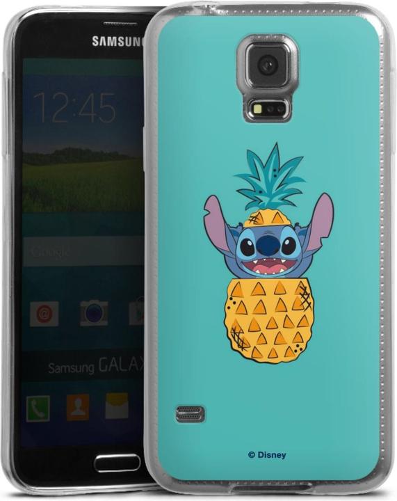 Produktbild DeinDesign Slim Case für Samsung Galaxy S5 Silikon Hülle Ultra Dünn Handyhülle Lilo & Stitch Ananas Disney (Samsung Galaxy S5)