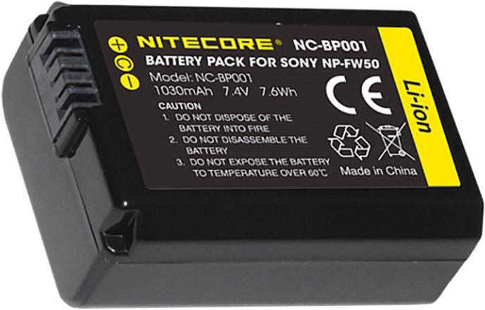 Actual product image Nitecore NP-FW50 camera battery for Sony (Camera battery)