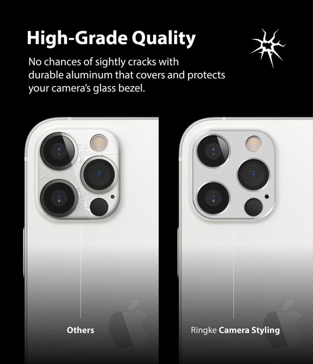 Actual product image Ringke iPhone 12 Pro/12 Pro Max Camera Styling camera island protector Gray (1 Piece, Apple iPhone 12 Pro, Apple iPhone 12 Pro Max)