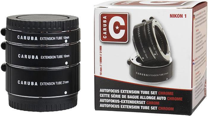 Actual product image Caruba Extension Tube Set Nikon 1 Series Chrome (Macro intermediate ring, Nikon 1)