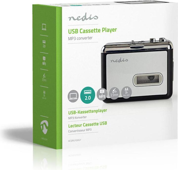 Immagine prodotto Nedis Convertitore portatile USB da cassetta a MP3 - Converte le cassette in formato MP3 - Con cavo USB