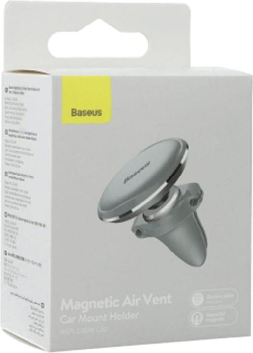 Actual product image Baseus Magnetic Air Vent Car Mount Holder with cable clip (silver)