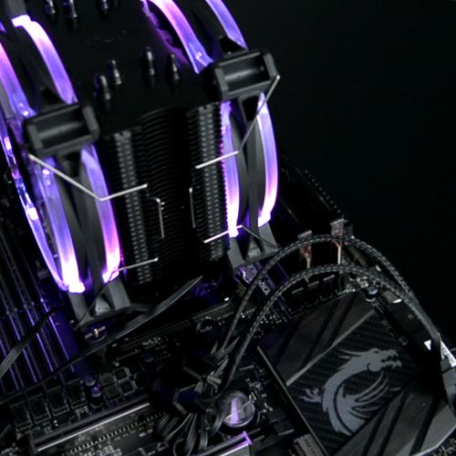 Actual product image Raijintek Leto CPU Cooler, black, RGB LED (155 mm)