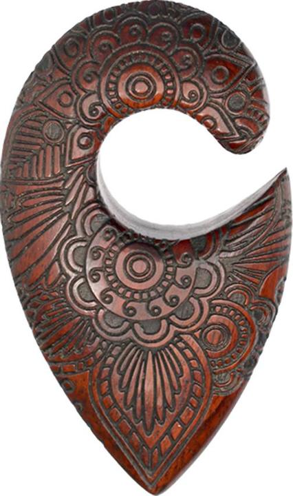 Star Piercing Ohrgewicht Tropfen Blumenwiese Graviert aus Narra Holz (ohne Messing, Organisch)