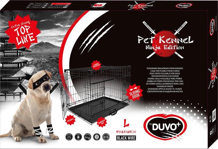Actual product image EBI Duvo+ wire cage Ninja Edition with sliding door (Dog, Foldable, Reflectors)