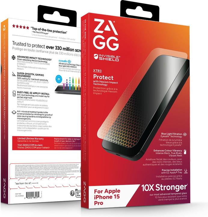 Image du produit Zagg Invisibleshield Glass Xtr3 Am E (1 pièce(s), Apple iPhone 15 Pro)