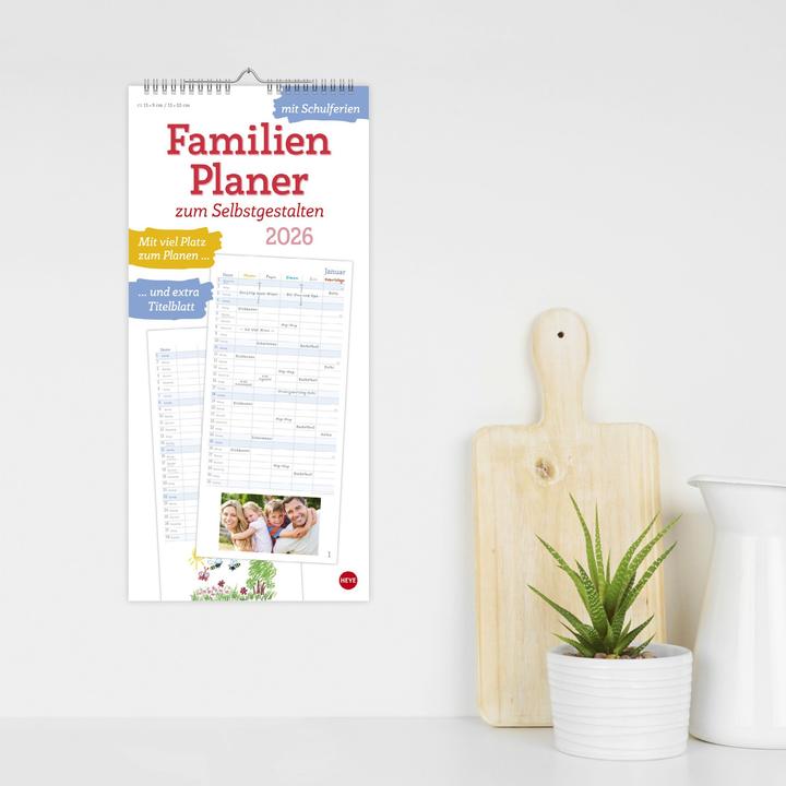 Produktbild Familienplaner zum Selbstgestalten 2026 (21 x 45 cm, Harter Einband, Deutsch)