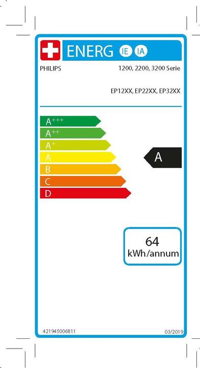 Energy Label Philips 2200 series EP2220/19 (EU plug)