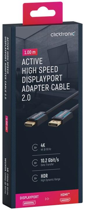 Produktbild clicktronic Aktives Displayport 1.2 auf HDMI™ 2.0 Adapterkabel (1 m, DisplayPort)