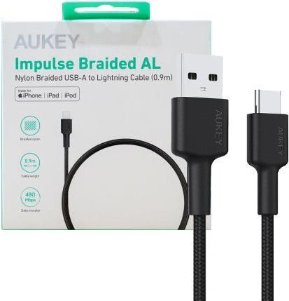 Actual product image Aukey Braided Nylone USB 2.0 to USB-C Cable 0.9m (0.90 m, USB 3.2 Gen 1)