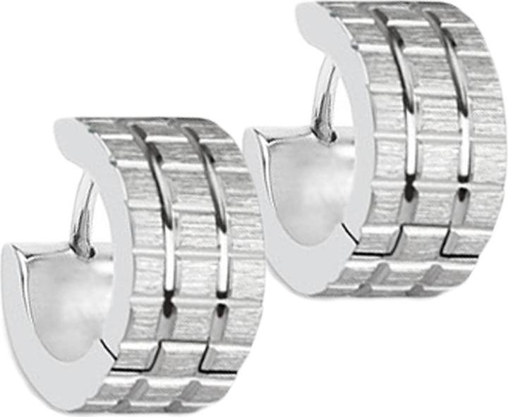 Star Piercing Ohrring zum Klappen mit Rillen silber (ohne Messing, Chirurgenstahl 316L)
