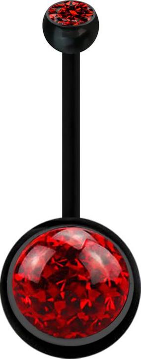 Actual product image Star Piercing Banane schwarz mit Kugel Kristall rot und Kugel Kristall rot Epoxy Schutzschicht (without brass, Bioflex)