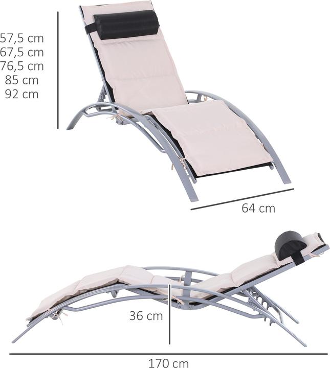 Immagine prodotto Outsunny Sedia a sdraio in alluminio (170 cm)