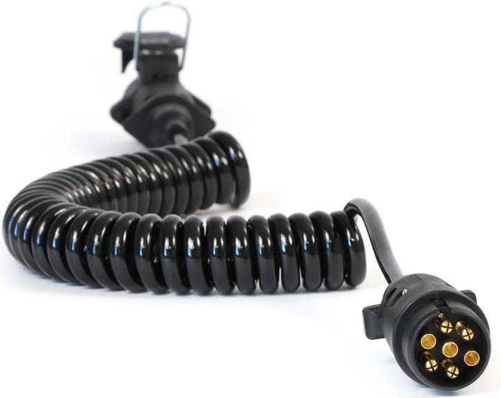 Image du produit Wiltec 7-poliges Spiralkabel 3m Anhängerkabel PVC Verlängerungskabel Stecker Buchse