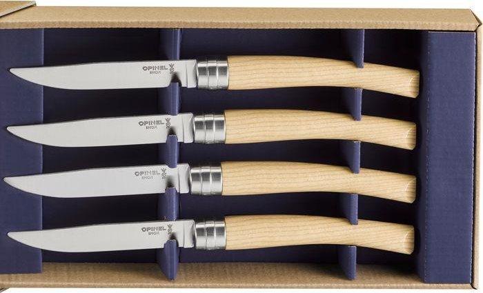 Opinel TABLE CHIC II, Couteau à steak, Couteau de table, acier inoxydable, manche en frêne (4 pièce(s), Couteau)