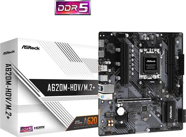Actual product image AsRock A620M-HDV/M.2+ (AM5, AMD A620, mATX)