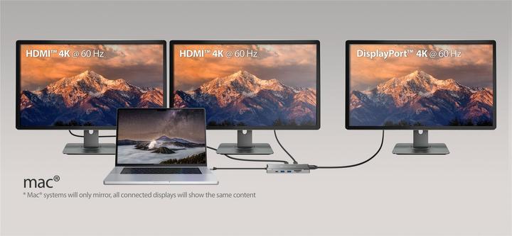 Actual product image j5Create JCD397 4K60 Elite USB-C® Multi-Monitor Mini Dock, Space Grey (USB-C, 3 Ports)