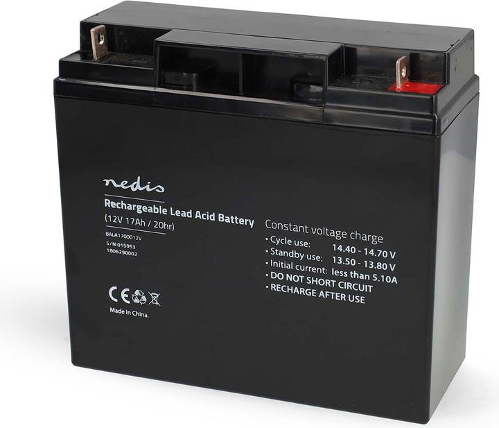 Image du produit Nedis Batterie plomb-acide rechargeable| Acide de plomb| Rechargeable| 12 V| 17000 - (1 pcs, Spécifique à l'appareil, 17000 mAh)