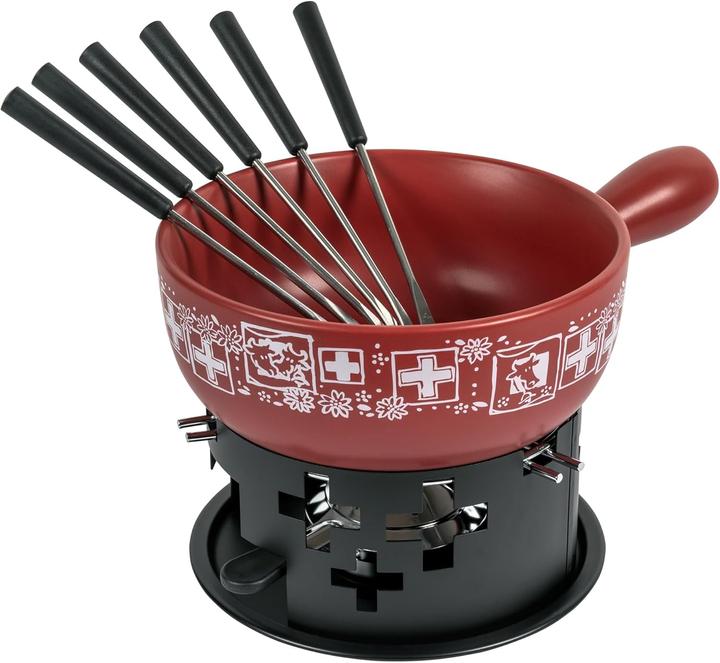 Kuhn Rikon Set à fondue au fromage Suisse rouge Ø 23 cm (Kaasfondue)