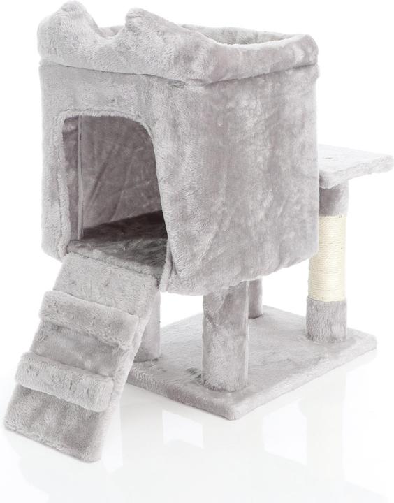 Actual product image Fudajo Cat Tree Light Grey Scratching Tree 60cm High Climbing Tree with House Sisal Scratch Post (60 cm, Light grey)