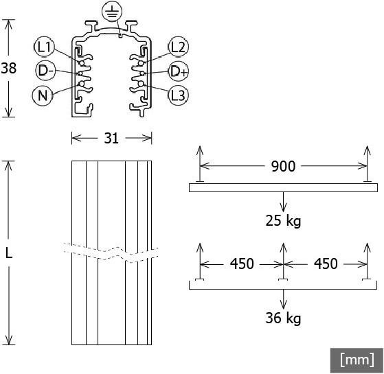 Actual product image LTS Light. Power track 3m black ST-A 30/9000A-3-STsw