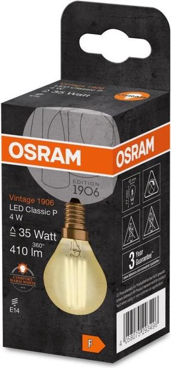 Produktbild Osram Vintage 1906 Led Classic P (E14, 4.50 W, 420 lm, 1 x, F)