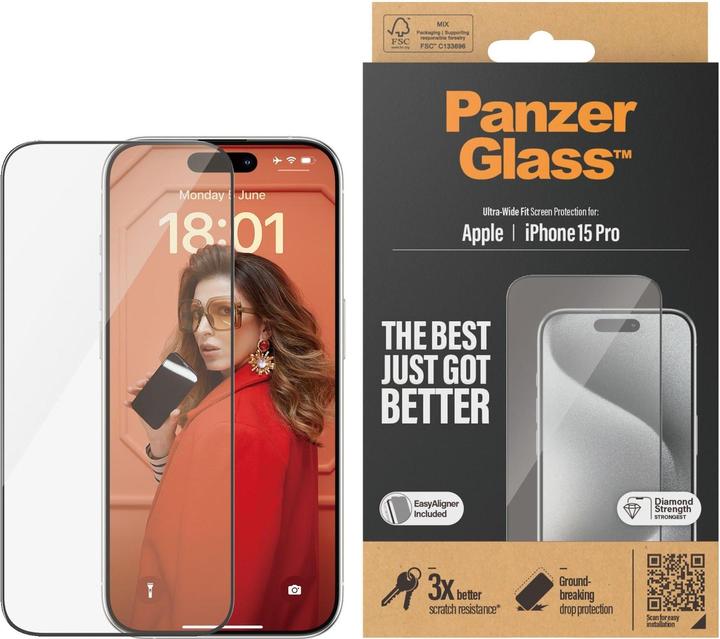 PanzerGlass Ultra-Wide Fit (1 pièce(s), Apple iPhone 15 Pro)