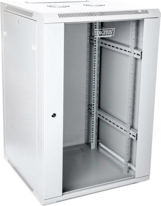 Image du produit Digitus Armoire réseau murale 19 21U Rack 600x600 porte vitrée grise non divisée pliée 60kg (21 HE, Rack 19 pouces)