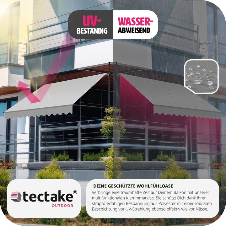 Produktbild tectake Klemmmarkise mit Handkurbel, höhenverstellbar (3 m)