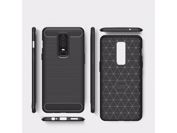 Productafbeelding Screenguard OnePlus 6 Cover Koolstof Geborsteld Zacht TPU (OnePlus 6)