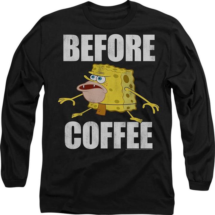 Spongebob Squarepants Before Coffee Meme TShirt (S)