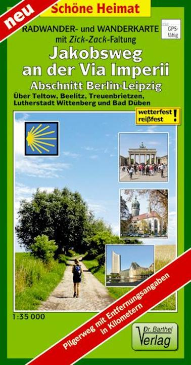Produktbild Radwander- und Wanderkarte Jakobsweg an der Via Imperii, Abschnitt Berlin-Leipzig 1 : 35 000