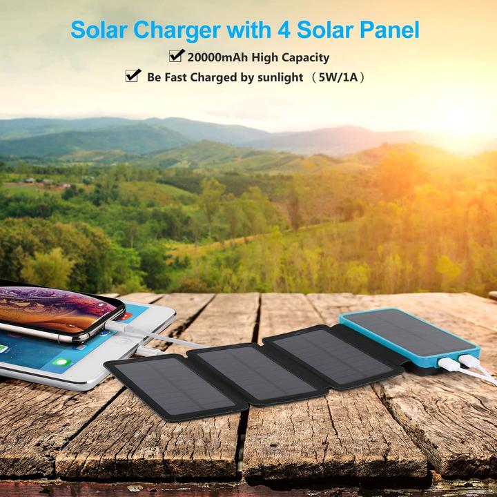 Produktbild Yelomin Solar Powerbank 20000mAh, Blau