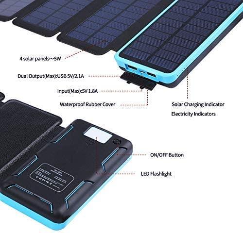 Produktbild Yelomin Solar Powerbank 20000mAh, Blau