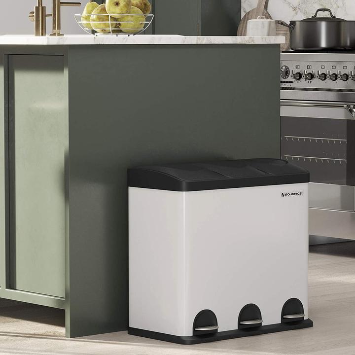 Image du produit Songmics Poubelle 54 litres, blanc-noir (54 l)