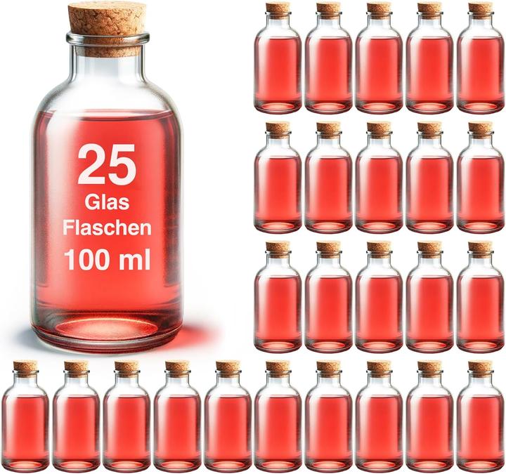Produktbild Casavetro 25 x Mini Glasflaschen mit Korken (25 Stk., 0.10 l)