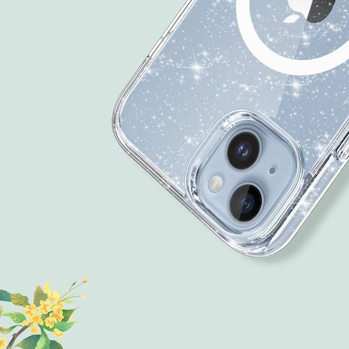 Actual product image Tech-Protect FlexAir Hybrid MagSafe case for iPhone 15 Pro Max - transparent and glitter (Apple iPhone 15 Pro Max)