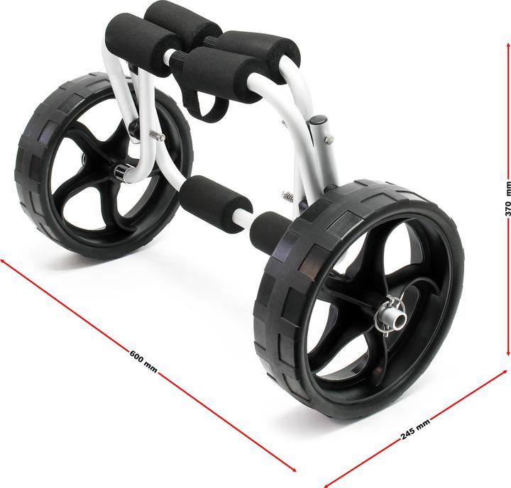 Actual product image Wiltec Foldable Aluminium Transport Trolley max. 45kg with PU Wheel & Nylon Belt for Canoes