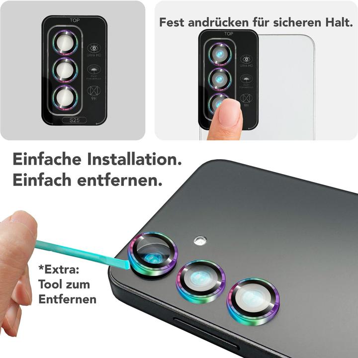 Actual product image Nalia Focus.Pro CLX - Kameraschutz Linsenglas Reflexionsfrei - Camera Lens Protector (1 Piece, Samsung Galaxy S25)
